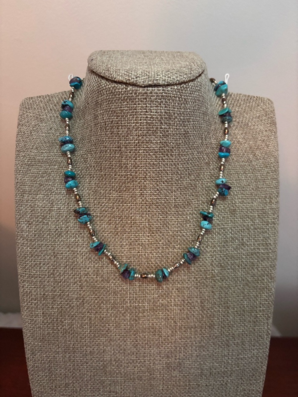 Madison Studio Sterling Silver necklace with turquoise nugget beads